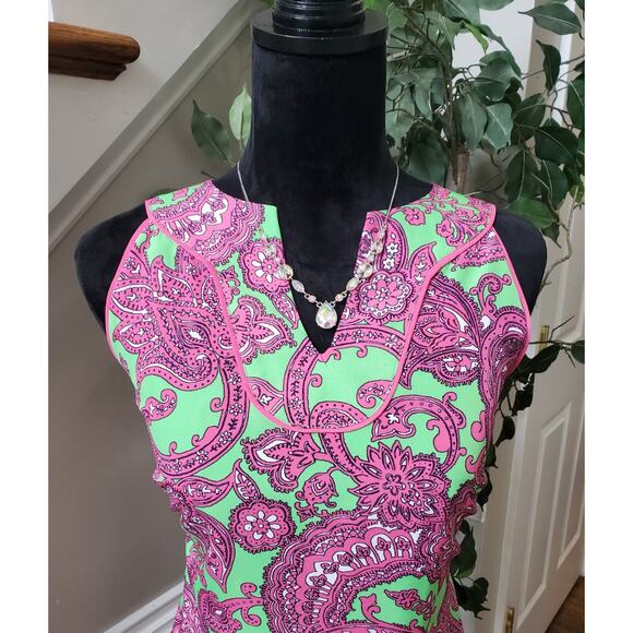 Crown & Ivy Women's Multicolor Polyester V-Neck Sleeveless Knee Length Dress PM - Picture 2 of 8